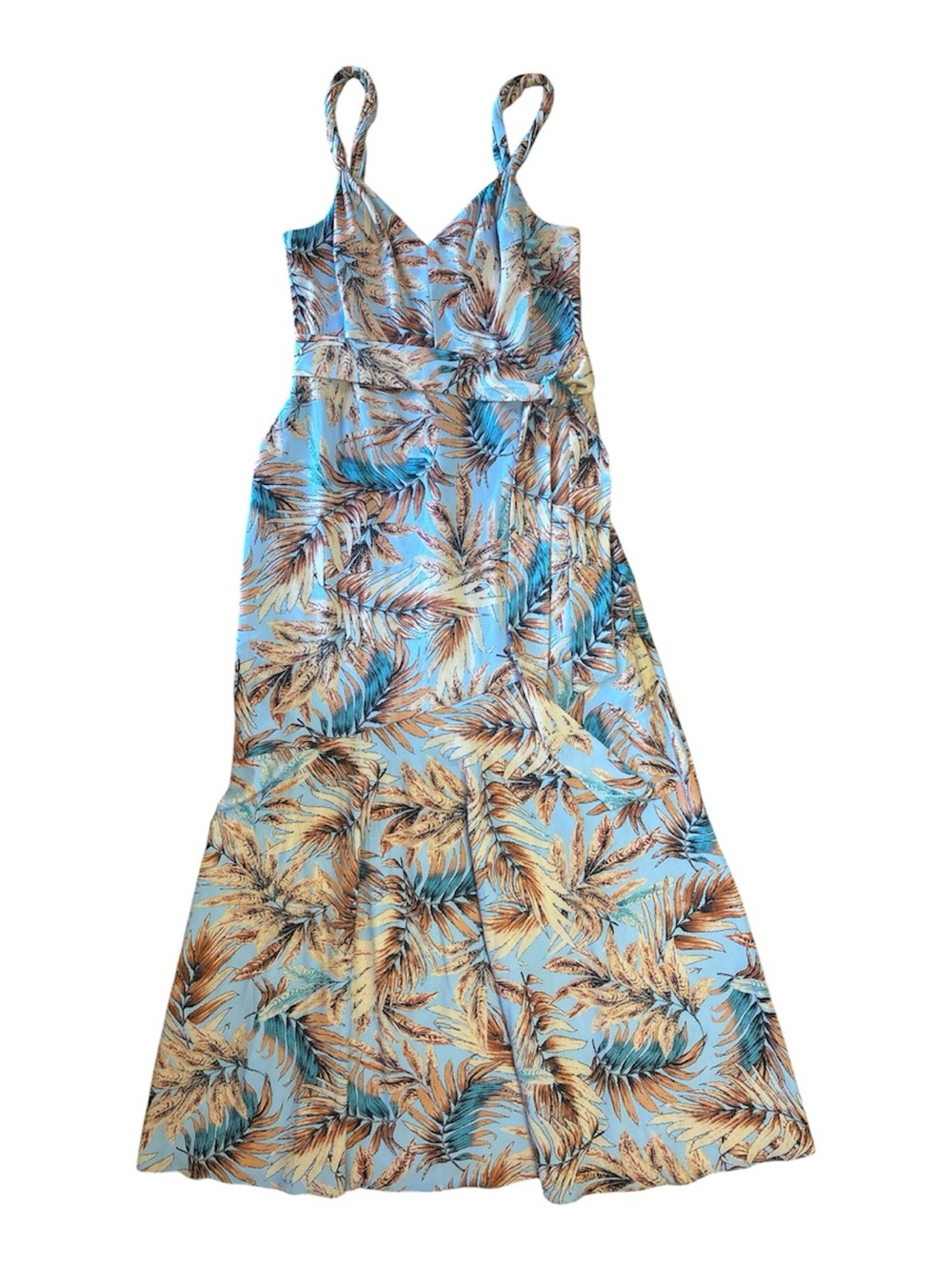 Sam Edelman Blue & Tan Tropical Print Maxi Dress - Picture 2 of 12